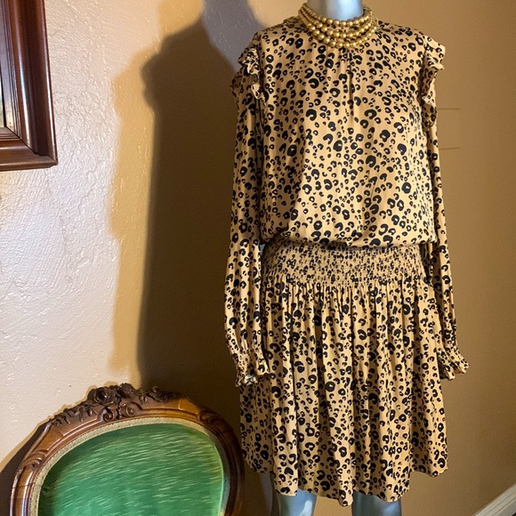 NWOT Scotch & Soda Magical Altitudes Leopard Print Ruffle Midi Dress.  Sz S - Picture 4 of 5